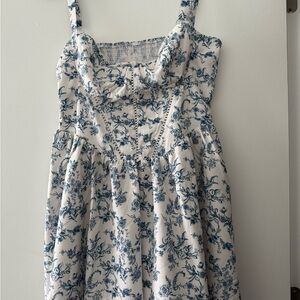 Floral Blue and White Kids Dress
